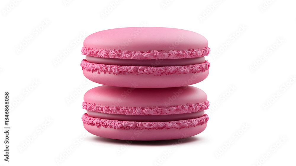 3D pink macaron element isolated on a white background