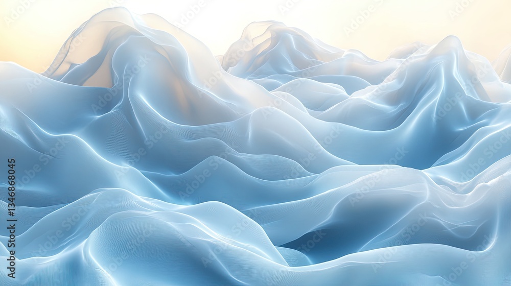 Obraz premium Abstract light blue fabric waves, sunrise background