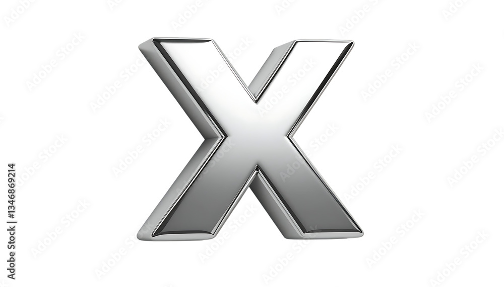 Fototapeta premium Silver color 3d font X
