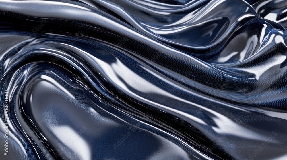 Abstract dark blue glossy liquid flowing texture background. Abstract dark blue glossy liquid flowing texture background.