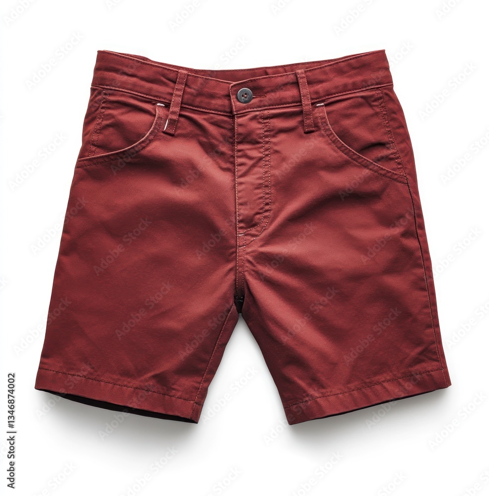 Maroon Chino Shorts Isolated on White Background Apparel Product Shot Maroon Chino Shorts Isolated on White Background Apparel Product Shot
