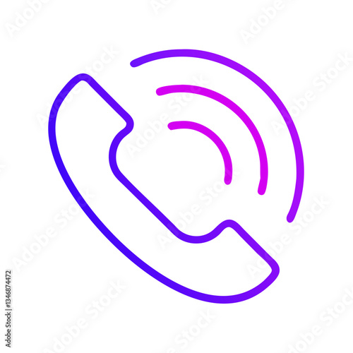 Phone icon with sound waves in purple neon style  