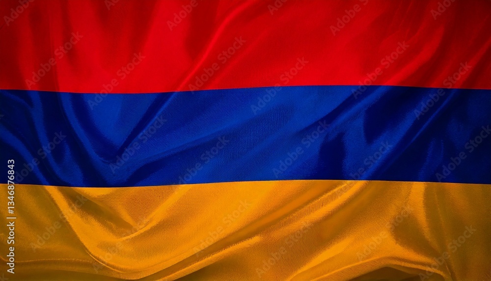 Fototapeta premium Armenian flag background with waving texture
