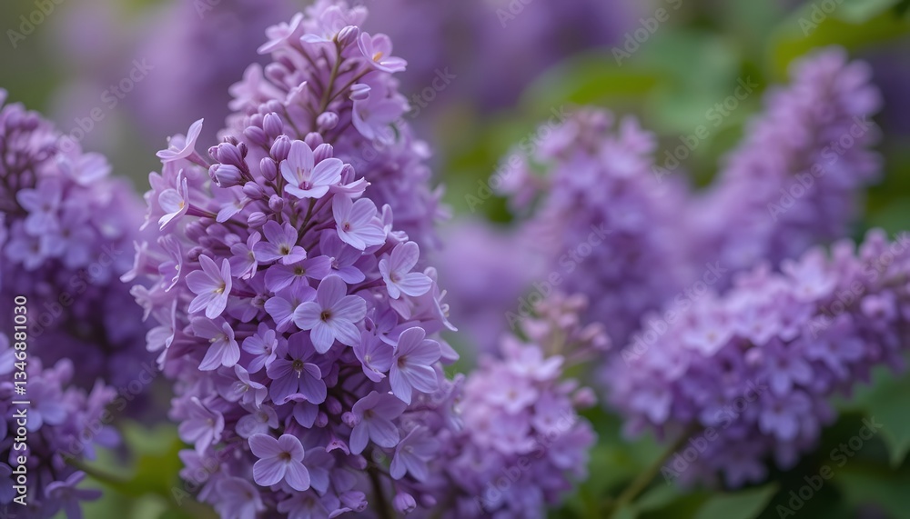 close up of lavender flowers, Vibrant Lilacs in Full Bloom with Greenery close up of lavender flowers, Vibrant Lilacs in Full Bloom with Greenery