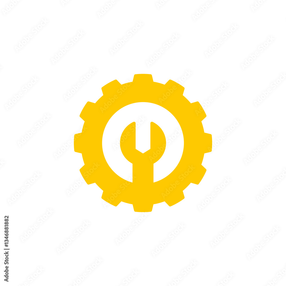 wrench with gear icon, simple flat style, illustration, logo sign symbol pictogram template, for ui or ux isolated on white for mobile app, editable wrench with gear icon, simple flat style, illustration, logo sign symbol pictogram template, for ui or ux isolated on white for mobile app, editable