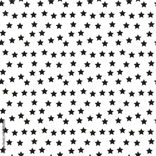 Star seamless pattern. Repeating black stars isolated on white background. repeated simple prints for design. Abstract monocrome lattice. Repeat sample. Geometric random texture. Vector illustration