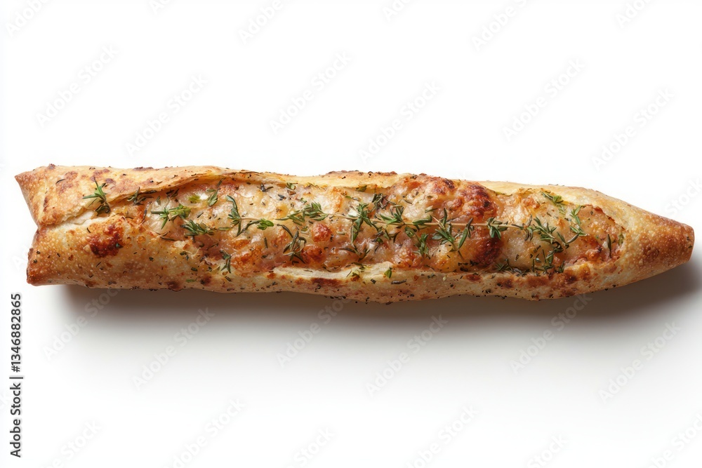 Warm bread with cheese and fresh green thyme golden crust inviting aroma gourmet delight culinary bread