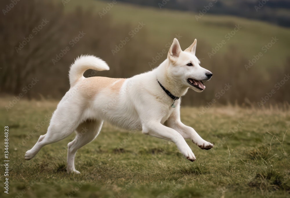 canaan dog running outdoors in the countryside, purebred doggy playing outside in the meadown, breed of hairy friend outdoor canaan dog running outdoors in the countryside, purebred doggy playing outside in the meadown, breed of hairy friend outdoor