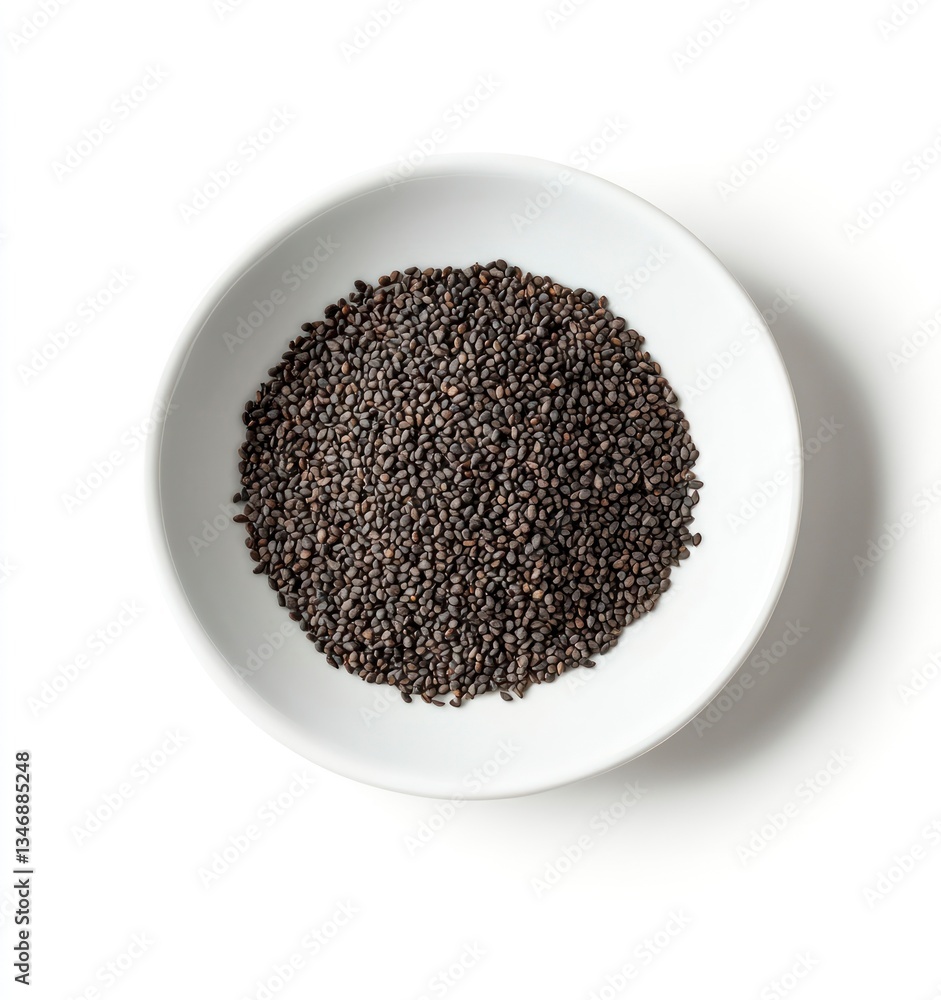Black Sesame Seeds in a Bowl Top View Food Photography Black Sesame Seeds in a Bowl Top View Food Photography