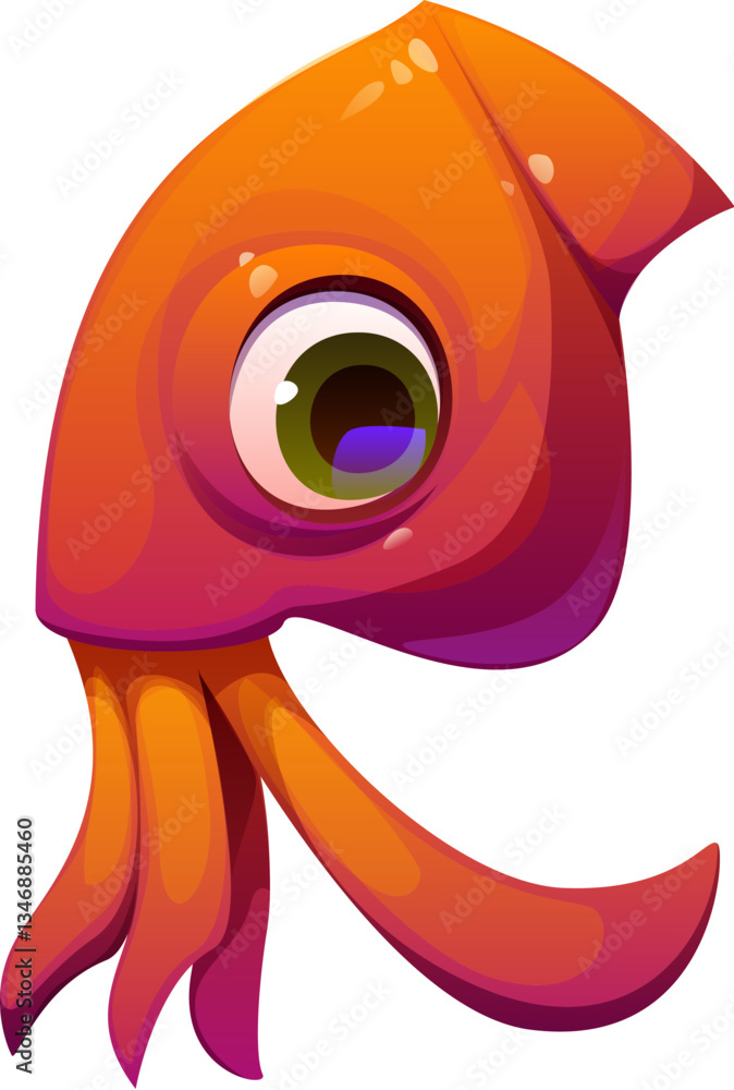 Fototapeta premium Cartoon underwater font cuttlefish letter R. Underwater life creature English typeset symbol, aquatic nature animal isolated vector latin alphabet element or sea wildlife ABC font letter