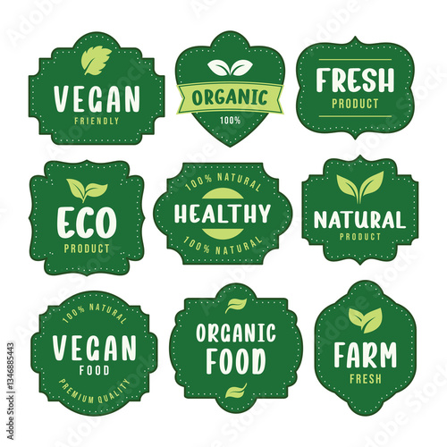 Natural product badge vector set