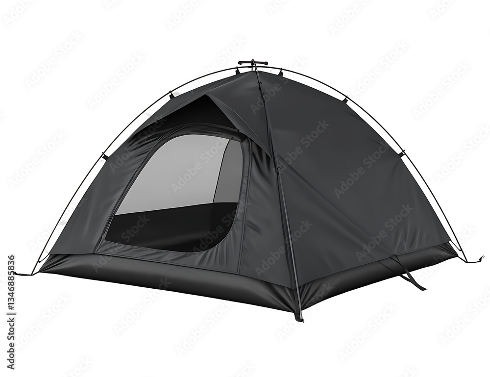 A sleek black dome tent, promising adventure and peaceful nights under the stars, offering a compact and easily-portable design. A sleek black dome tent, promising adventure and peaceful nights under the stars, offering a compact and easily-portable design.