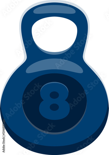 Cartoon number eight as a kettlebell math symbol, sport font, funny type, kids alphabet. Vector numeral 8 for fitness and strength training, children mathematics learning, health, gym and exercises