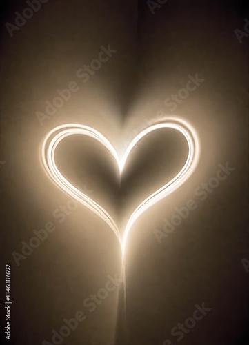 Light-Painted Heart Shape on Beige Background