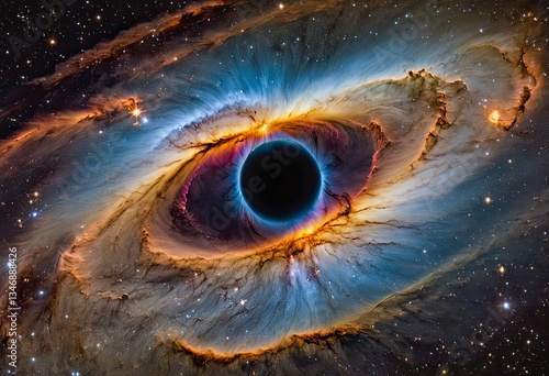 Nebula with Central Dark Region and Swirling Gas Clouds