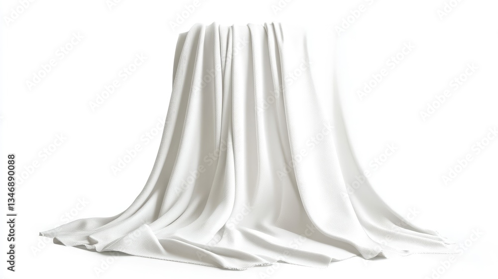 A smooth, white fabric draped elegantly over a table, creating a soft, inviting atmosphere for display A smooth, white fabric draped elegantly over a table, creating a soft, inviting atmosphere for display