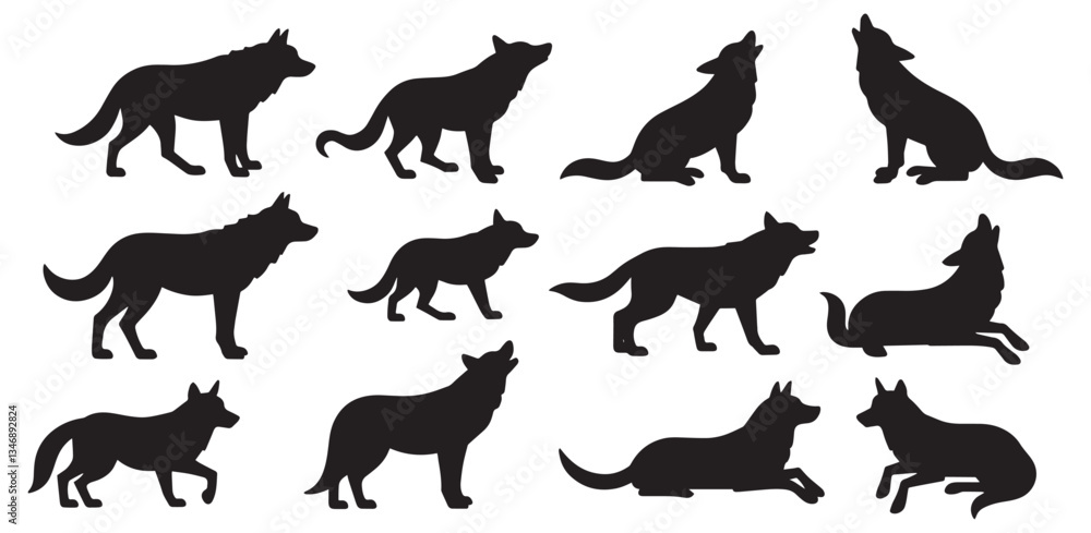 Obraz premium dog silhouettes vector