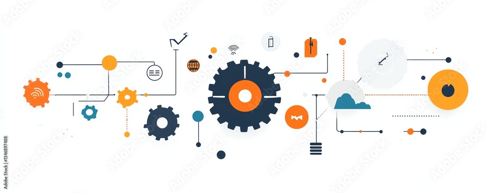 Fototapeta premium Connected gears, process workflow