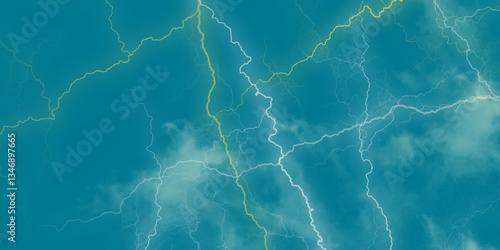 Mountainous Cumulus Clouds Boiling in the Summer Sky. White cloudiness, mist or smog overlay backgrounds. Wide sky and clouds dark tone. Dark cloud at evening sky with thunder bolt.