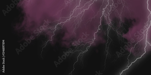 Mountainous Cumulus Clouds Boiling in the Summer Sky. White cloudiness, mist or smog overlay backgrounds. Wide sky and clouds dark tone. Dark cloud at evening sky with thunder bolt.