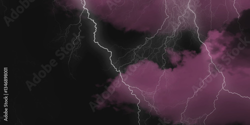 Mountainous Cumulus Clouds Boiling in the Summer Sky. White cloudiness, mist or smog overlay backgrounds. Wide sky and clouds dark tone. Dark cloud at evening sky with thunder bolt.