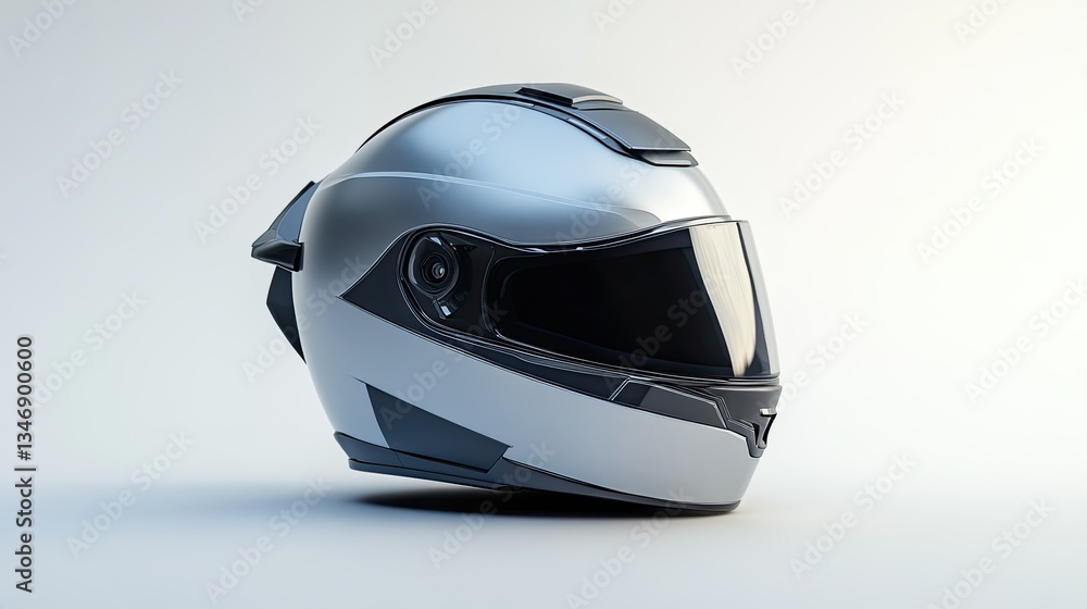 Sleek modular helmet with an adjustable visor and high-tech design, perfectly isolated on a white surface. Sleek modular helmet with an adjustable visor and high-tech design, perfectly isolated on a white surface.