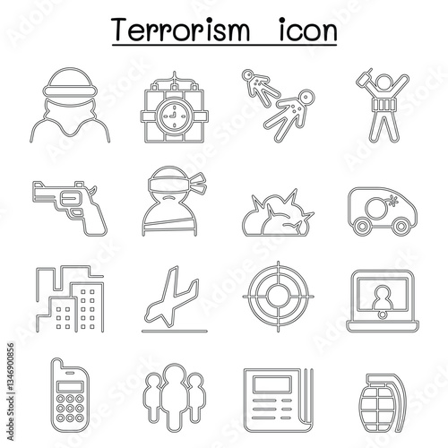 Terrorism icon in thin line style