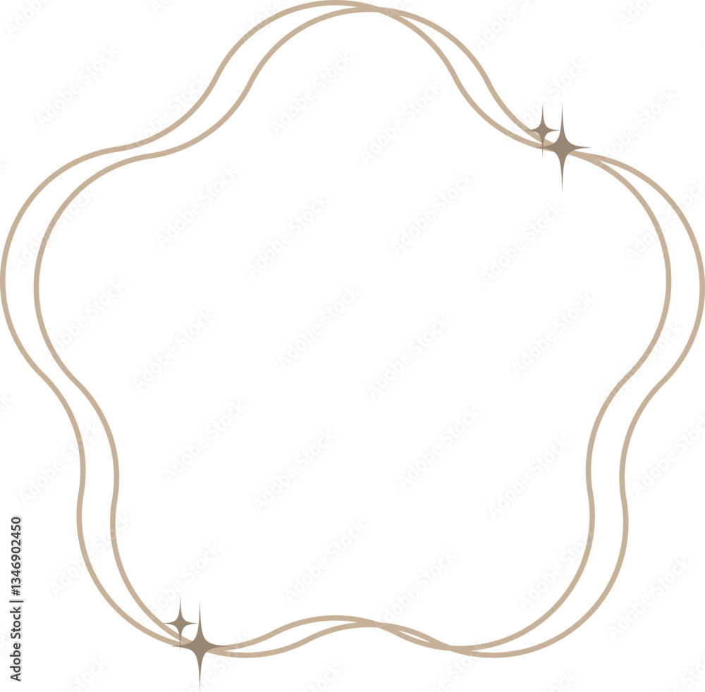 Minimalist aesthetic linear frame with stars Minimalist aesthetic linear frame with stars