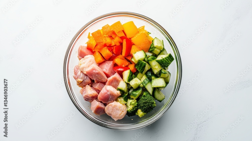 Fresh Chicken and Colorful Vegetables in a Bowl Ready for Cooking