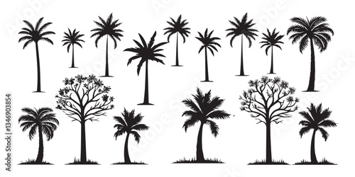 A set of tree silhouette collection