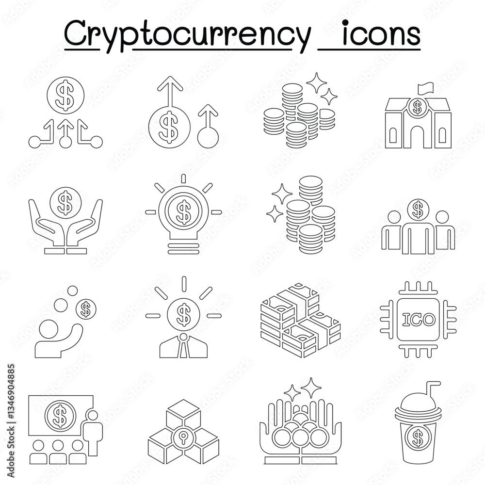 Cryptocurrency icon set Cryptocurrency icon set