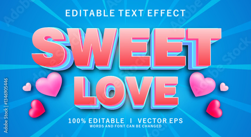 sweet love 3d vector text effect with modern style design