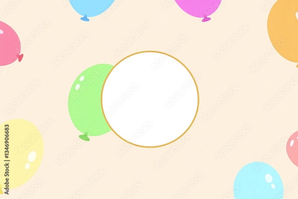 colorful balloons with ribbons and streamers on a beige background colorful balloons with ribbons and streamers on a beige background