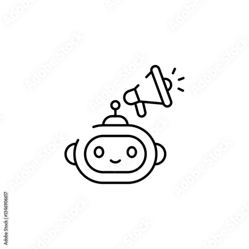 Robot Advertising icon design with white background stock illustration