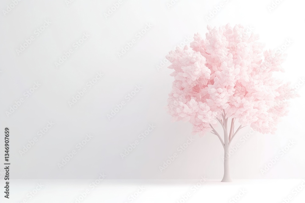 Fototapeta premium Soft pink tree against a white backdrop