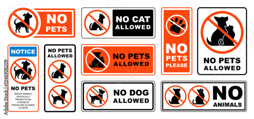 No pets sign collection set vector