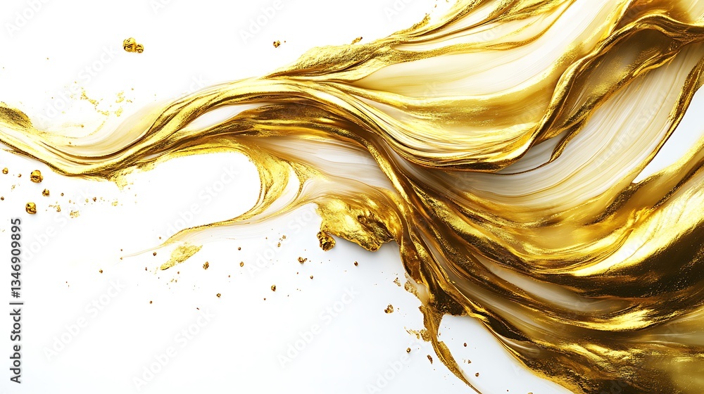 Fototapeta premium High-detail gold marble veins elegantly flowing across a white background.