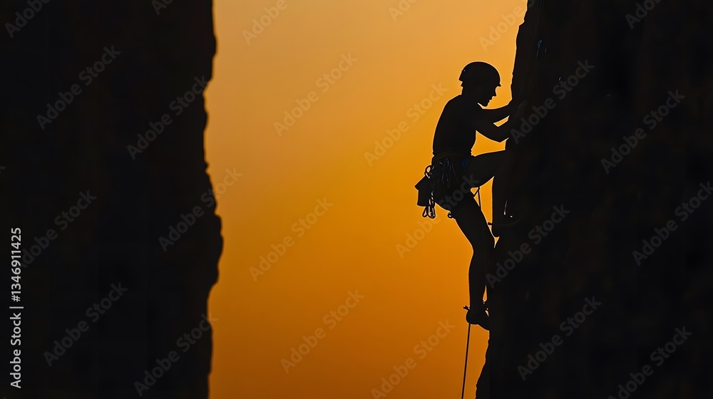 Rock Climber Silhouette at Sunset Rock Climber Silhouette at Sunset