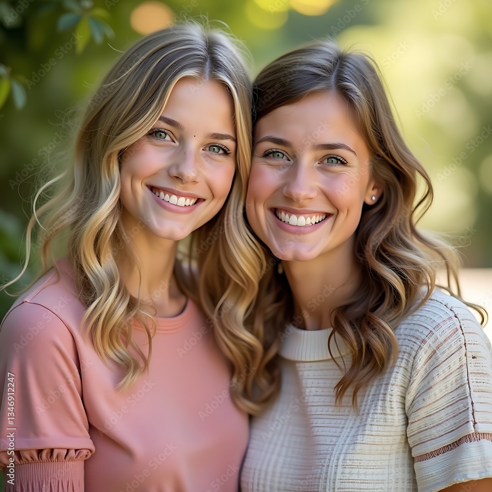 Portrait of two smiling young women enjoying time together outdoors Portrait of two smiling young women enjoying time together outdoors