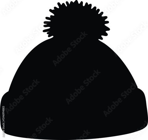 Bobble hat silhouette vector, Beanie silhouette vector