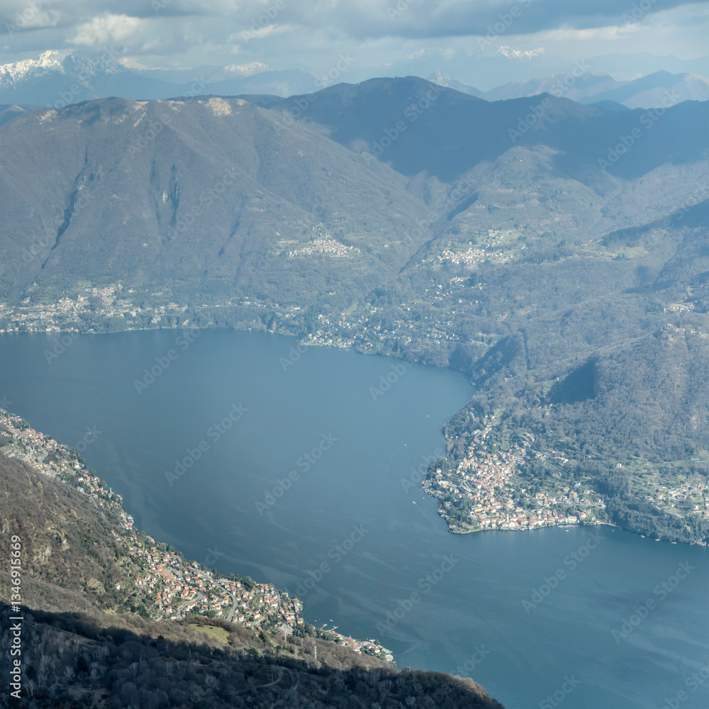 Torno and Moltrasio villages on shores of western Como lake , Italy