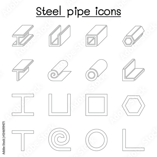 Steel Pipe icons set