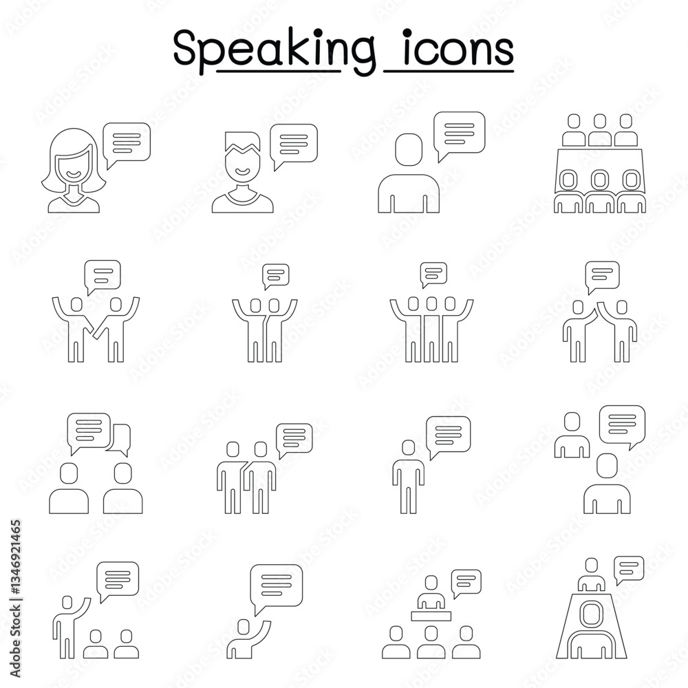 Talk, speech, discussion, dialog, speaking, chat, conference, meeting icon set Talk, speech, discussion, dialog, speaking, chat, conference, meeting icon set