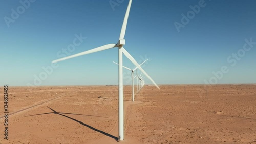 Wallpaper Mural Drone view of spinning wind turbines in the desert Torontodigital.ca