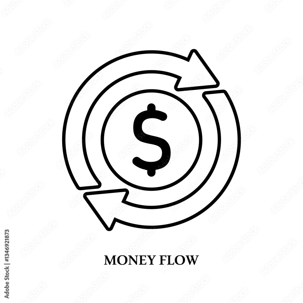 Icon a money flow, isolated against a clean background.