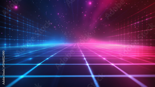 Abstract Neon Grid Cyberpunk Background