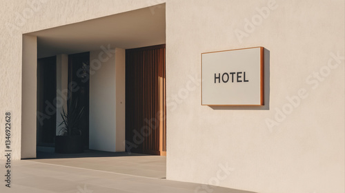 Hotel signage design for contemporary luxury, modern classic hotel building Exterior with 