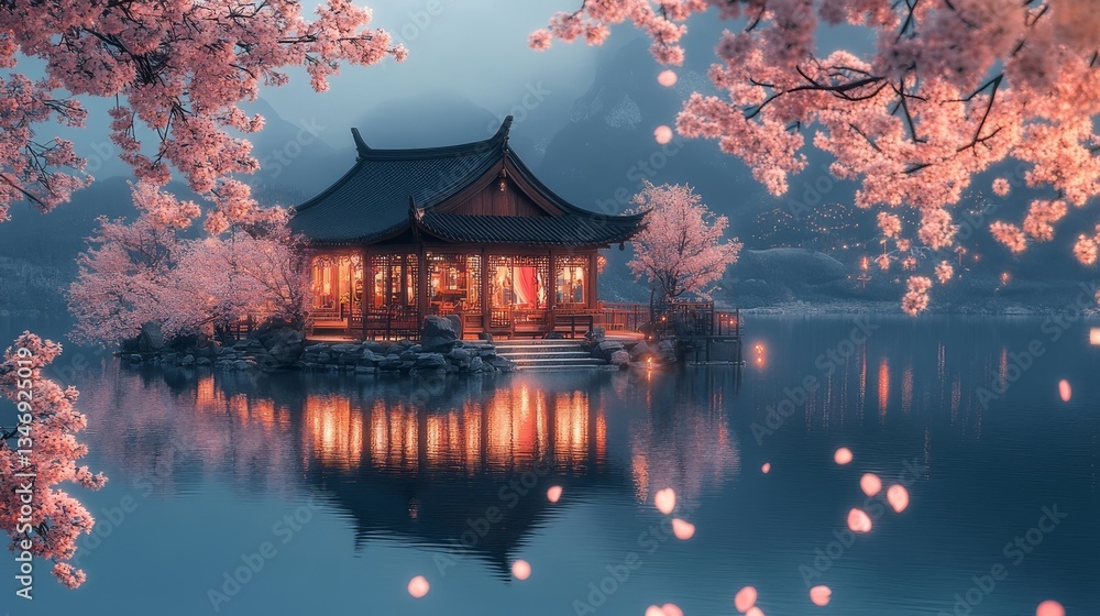 Fototapeta premium japanese garden at night