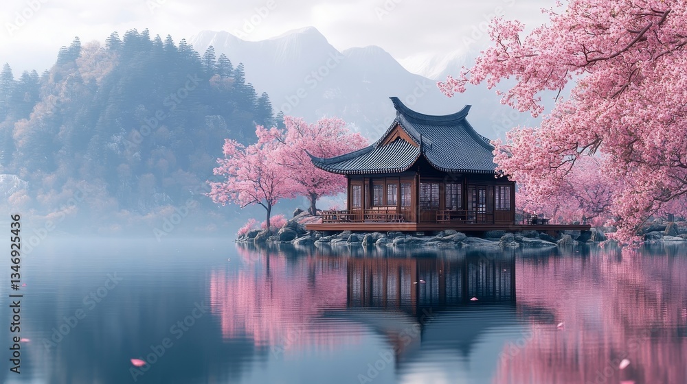 Fototapeta premium japanese garden at night