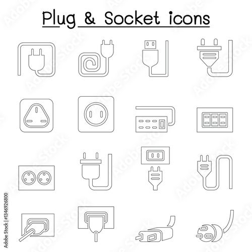 Plug & Socket icon set vector illustration graphic design